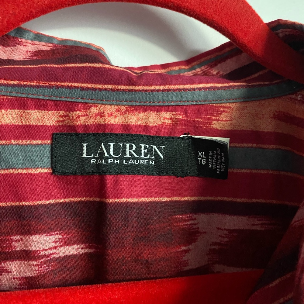 Ralph Lauren Red and Gray Striped Shirt - Picture 3 of 4